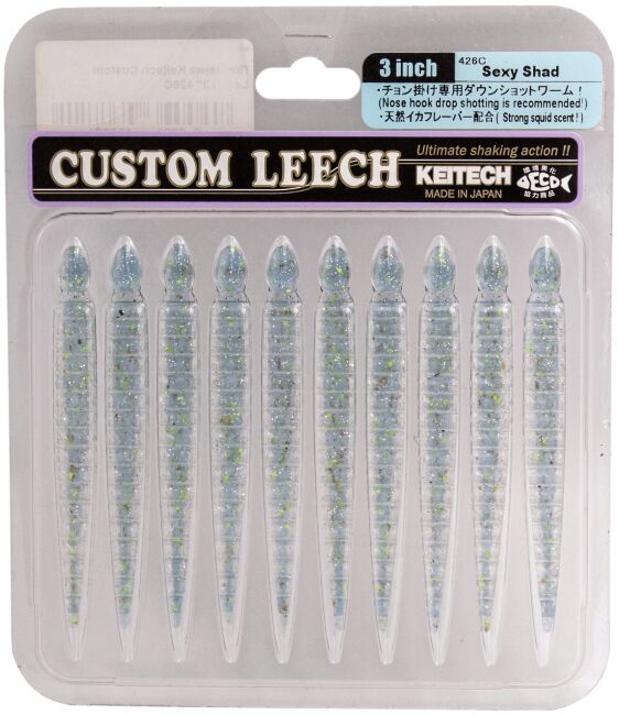 Силиконовая приманка KEITECH Custom Leech 3" #426C Sexy Shad 7.5см 1.3гр 10шт/уп