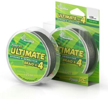 Плетёный шнур ALLVEGA Ultimate 135м 0.28мм 19.8кг темно-зеленый Плетёный шнур ALLVEGA Ultimate 135м 0.28мм 19.8кг темно-зеленый