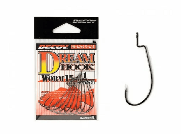 Крючок офсетный DECOY Worm15 Dream Hook #1 черный никель 9шт/уп (807316)
