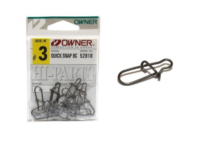 Застежка OWNER 52818-3 Quick Snap BC №03 31.7кг черный 15шт/уп Застежка OWNER 52818-3 Quick Snap BC №03 31.7кг черный 15шт/уп