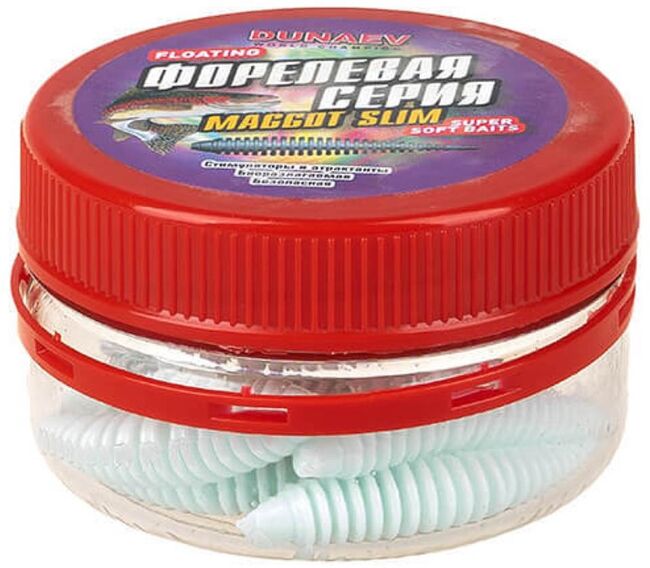 Силиконовая приманка DUNAEV DT Maggot Slim 40мм #502 голубой СЫР 7шт/уп