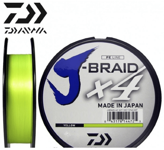 Плетёный шнур DAIWA J-Braid X4 135м 0.07мм 2.6кг флуор-желтый Плетёный шнур DAIWA J-Braid X4 135м 0.07мм 2.6кг флуор-желтый