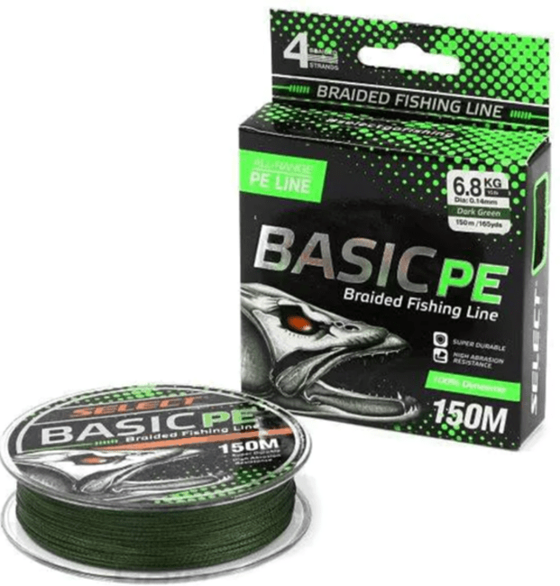 Плетёный шнур SELECT BasicPE X4 150м 0.14мм 15lb/6.8кг темно-зелен Плетёный шнур SELECT BasicPE X4 150м 0.14мм 15lb/6.8кг темно-зелен