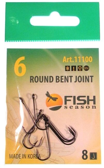 Крючок FISH SEASON 11100 ROUND BENT JOINT №6 колечко черн.хром кован 8шт/уп