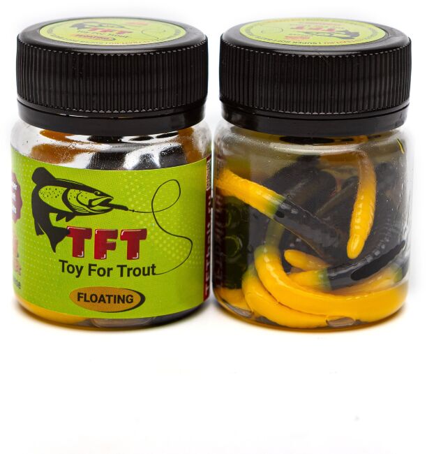 TFT Приманка силиконовая 80 мм. TOY WORMS Цвет: TW-29 Чёрный-Жёлтый, Аромат: Сыр