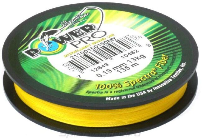 Плетёный шнур POWER PRO Hi-Vis Yellow 135м 0.76мм 95кг желтый Плетёный шнур POWER PRO Hi-Vis Yellow 135м 0.76мм 95кг желтый
