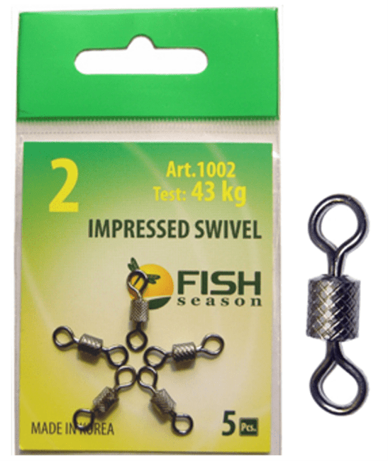 Вертлюжок FISH SEASON Impressed Swivel цилиндр с накаткой №2 43кг 5шт/уп 1002-02F Вертлюжок FISH SEASON Impressed Swivel цилиндр с накаткой №2 43кг 5шт/уп 1002-02F