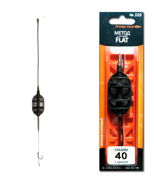 Монтаж карповый LIFE ORANGE Method Flat №103 40гр 1 hook #4 for boilies
