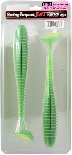 Виброхвост KEITECH Swing Impact FAT 7.8" EA#11 Lime Chartreuse Glow 19.5см  2шт/уп
