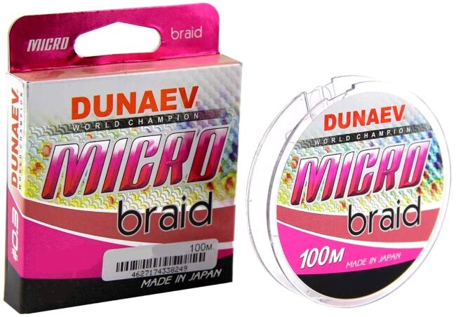 Плетёный шнур DUNAEV Micro PEx4 100м #0.2/0.074мм 2.50кг PinkColor