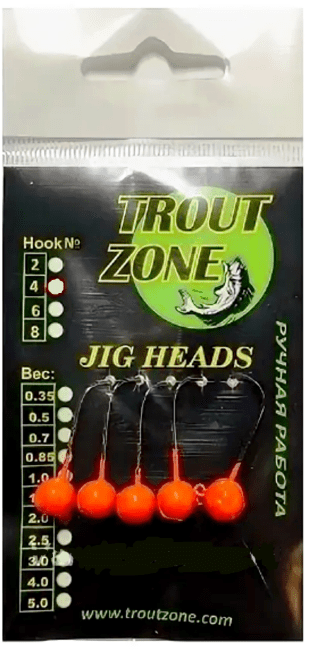 Джиг-головки TROUT ZONE Kumho №2 0.35гр #Orange 5шт/уп Джиг-головки TROUT ZONE Kumho №2 0.35гр #Orange 5шт/уп