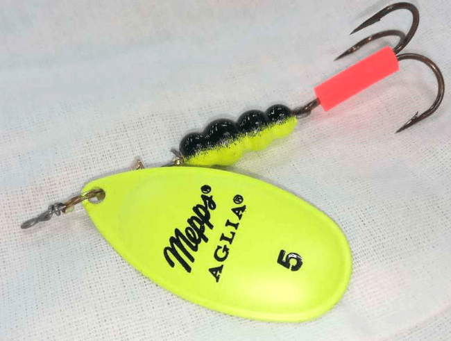Блесна вращающаяся MEPPS Aglia Fluo Chartreus №5 13гр