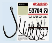 Крючок OWNER 53704-02 Cut Super CCN with Eye колечко черн.хром кованый 6шт/уп