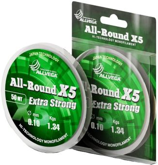 Леска монофил ALLVEGA  All-Round X5 50м 0,10мм 1,34кг прозрачная Леска монофил ALLVEGA  All-Round X5 50м 0,10мм 1,34кг прозрачная