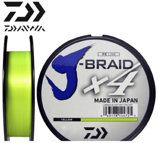 Плетёный шнур DAIWA J-Braid X4 135м 0,25мм 14.4кг флуор-желтый Плетёный шнур DAIWA J-Braid X4 135м 0,25мм 14.4кг флуор-желтый