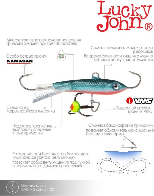 Балансир Lucky John CLASSIC 5 с тр. 50мм/54 блистер