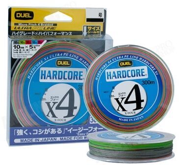 Плетёный шнур DUEL PE Hardcore X4 300м 5Color #1.5/0.209мм 10.0кг H3385