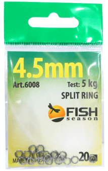 Кольцо заводное FISH SEASON Split Ring Ø4.5мм 5кг 20шт/уп 6008-045F