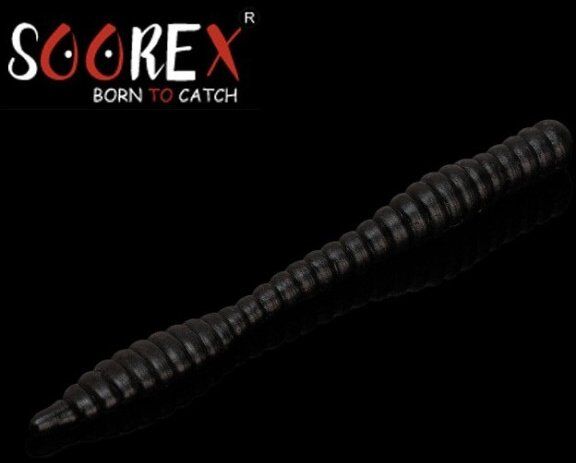 Силиконовая приманка SOOREX PRO Worm 80мм 1.3гр Сыр #102 Чёрный/Black 6шт/уп