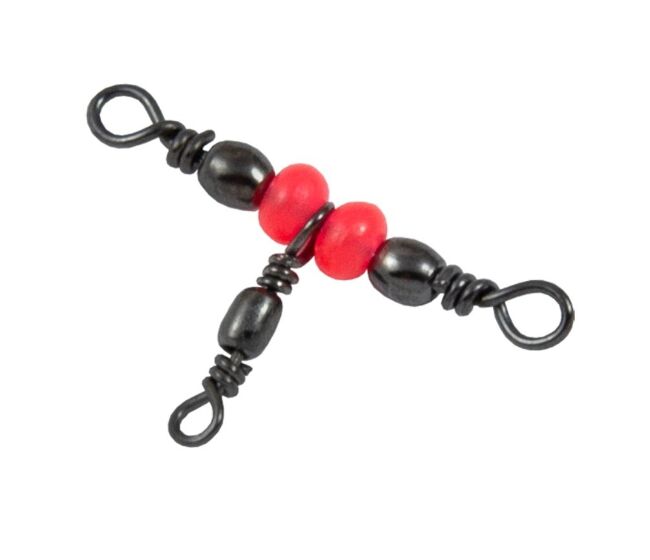 Вертлюжок на три напр красн бусина FISH SEASON Triple Swivel №10х12 16кг 5шт/уп 1706-10х12F