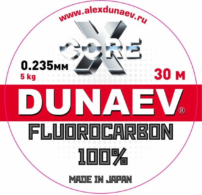 Флюорокарбон DUNAEV X-Core Fluorocarbon 100% 30м 0.235мм 5.00кг