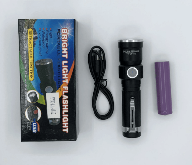 Фонарь ручной YYC-LH-1812 металл, 3 режима, заряд.кабель Фонарь ручной YYC-LH-1812 металл, 3 режима, заряд.кабель