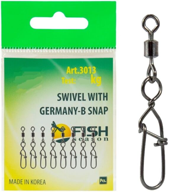 Вертлюжок с застежкой FISH SEASON Germany-B №6 15кг 7шт/уп 3013-06F