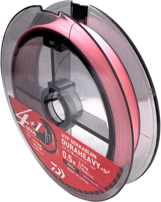 Леска плетёная Daiwa UVF Gekkabijin Duraheavy X4+1+SI2 White Pink 200m #0.5 7.5LB Леска плетёная Daiwa UVF Gekkabijin Duraheavy X4+1+SI2 White Pink 200m #0.5 7.5LB