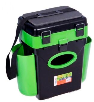 Ящик зимний Helios "FishBox" (10л) 1 секция 2 заглушки 2 кармана 31*23*34 зеленый