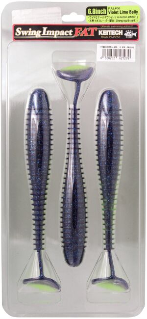 Виброхвост KEITECH Swing Impact FAT 6.8" PAL#06 Violet Lime Belly 17см 36.5гр 3шт/уп