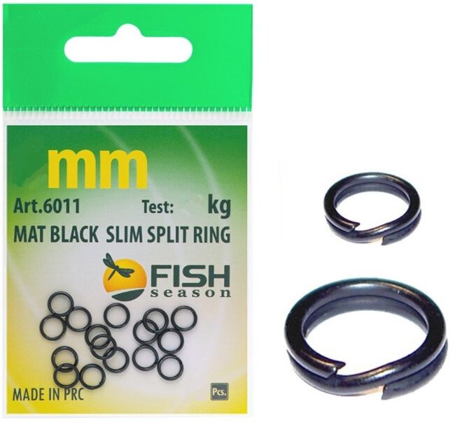 Кольцо заводное FISH SEASON Mat Black Slim Split Ring тёмное матовое ф7мм 14кг 14шт/уп 6011-07F