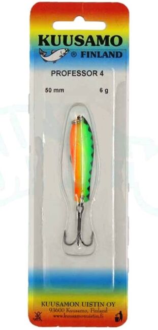 Блесна колеблющаяся KUUSAMO Professor 4, 50/6 BL/GR/FYe/FR-S Блесна колеблющаяся KUUSAMO Professor 4, 50/6 BL/GR/FYe/FR-S