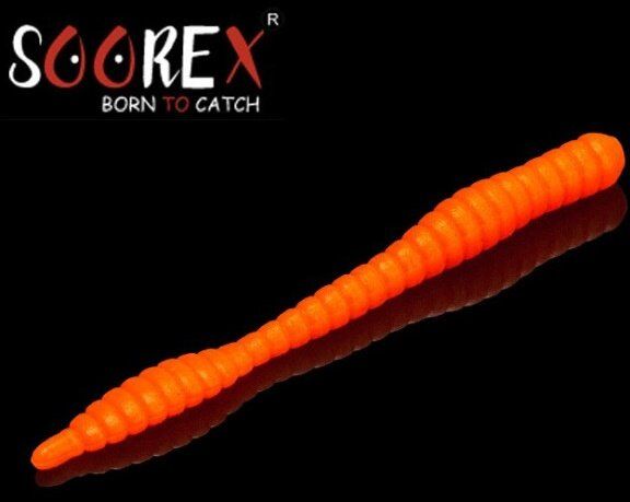 Силиконовая приманка SOOREX PRO Worm 80мм 1.3гр Сыр #106 Оранжевый/ Orange 6шт/уп