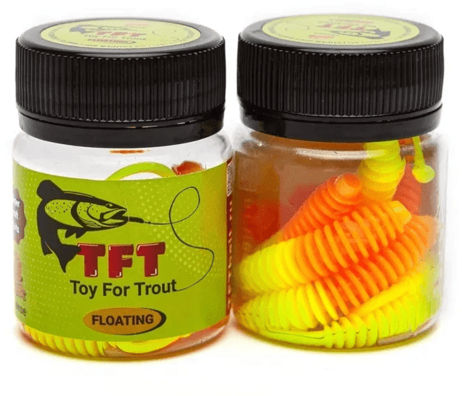 TFT Приманка силиконовая 77 мм. WORMS Цвет: W-26 Оранжевый-Шартрез, Аромат: Сыр, 8 шт.