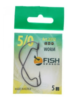 Крючок офсетный FISH SEASON Worm №5/0 черный 5шт/уп 2312-0015F Крючок офсетный FISH SEASON Worm №5/0 черный 5шт/уп 2312-0015F