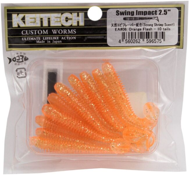 Виброхвост KEITECH Swing Impact 2.5" EA#06 Orange Flash 7.5см 1.9гр 10шт/уп Виброхвост KEITECH Swing Impact 2.5" EA#06 Orange Flash 7.5см 1.9гр 10шт/уп