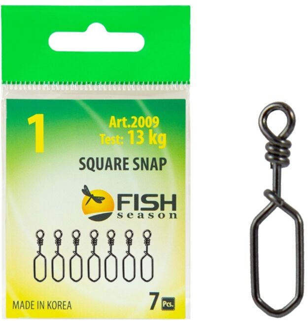 Застежка FISH SEASON Square Snap №1 13кг 7шт/уп 2009-1F