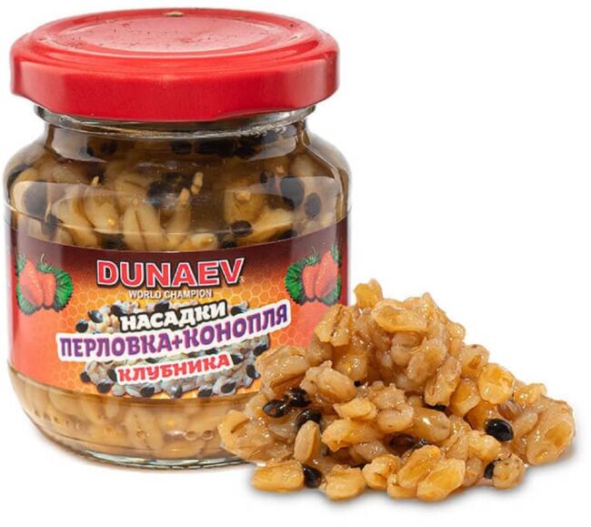Насадка стеклобанка DUNAEV Перловка+Конопля 100мл Клубника