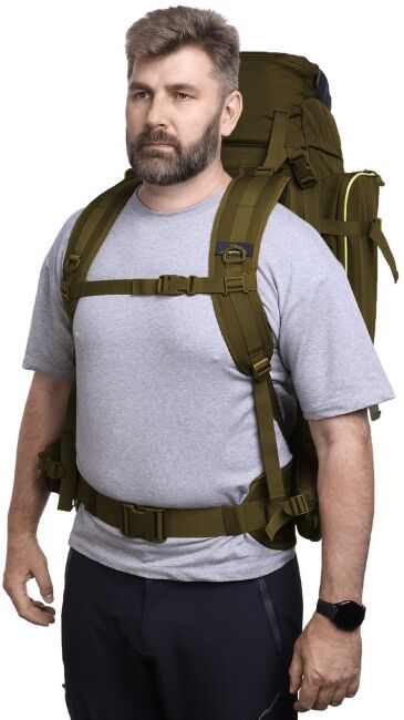 Рюкзак AQUATIC Р-82ХС для рыбалки и охоты хаки/синий 82л