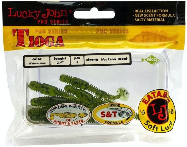 Виброхвост LUCKY JOHN Pro Series Tioga 2.4" 62мм #PA01 9шт/уп 140119-PA01