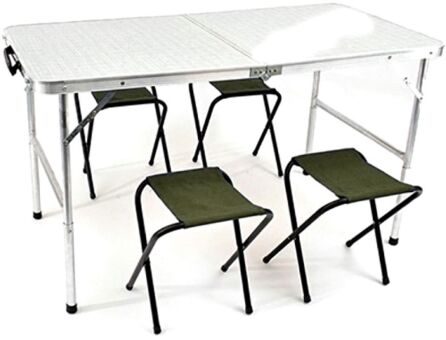 Стол складной НОВЫЙ ГОРИЗОНТ 60х120 размер:60*120*50/68см, 4 табурета, ножки стола:алюминий СТ-03+ Стол складной НОВЫЙ ГОРИЗОНТ 60х120 размер:60*120*50/68см, 4 табурета, ножки стола:алюминий СТ-03+