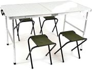 Стол складной НОВЫЙ ГОРИЗОНТ 60х120 размер:60*120*50/68см, 4 табурета, ножки стола:алюминий СТ-03+ Стол складной НОВЫЙ ГОРИЗОНТ 60х120 размер:60*120*50/68см, 4 табурета, ножки стола:алюминий СТ-03+