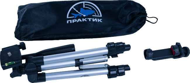 Штатив-тренога ПРАКТИК с держателем, серебристый, 65см