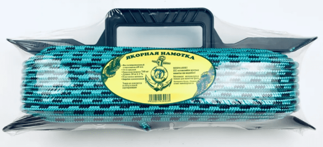 Якорная намотка на мотовиле Ø8мм 30м разрывная нагрузка 700кг с карабином Якорная намотка на мотовиле Ø8мм 30м разрывная нагрузка 700кг с карабином