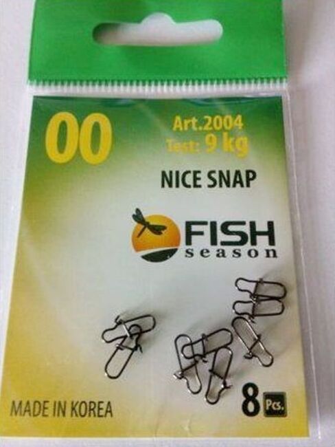 Застежка FISH SEASON Nice Snap №00 9кг 8шт/уп 2004-00F