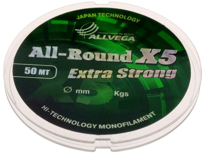 Леска монофил ALLVEGA  All-Round X5 50м 0,16мм 3,28кг прозрачная