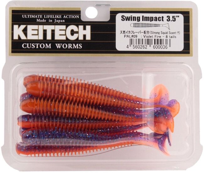 Виброхвост KEITECH Swing Impact 3.5" PAL#09 Violet Fire 8.8см 3.3гр 8шт/уп