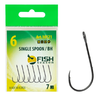 Крючок FISH SEASON Single Spoon Baitholder №6 бол колечко черн с насечк 7шт/уп 10121-06F