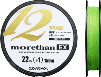 Плетёный шнур Daiwa MORETHAN EX 12BRAID 150м #0.6 нагр. 5.9кг зеленый Плетёный шнур Daiwa MORETHAN EX 12BRAID 150м #0.6 нагр. 5.9кг зеленый