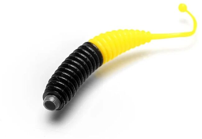 TFT Приманка силиконовая 77 мм. WORMS Цвет: W-29 Чёрный-Жёлтый, Аромат: Сыр, 8 шт.